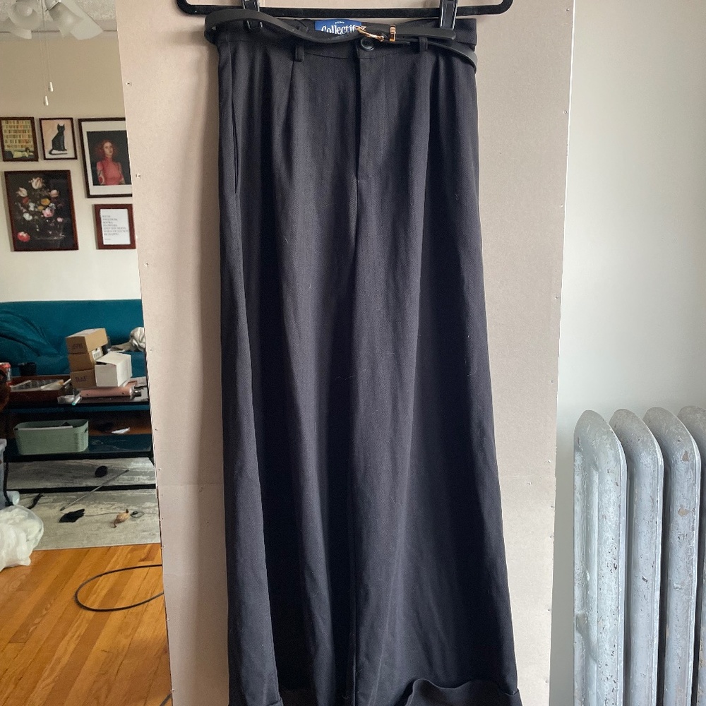 Collectif Rita Herringbone Trousers in Black